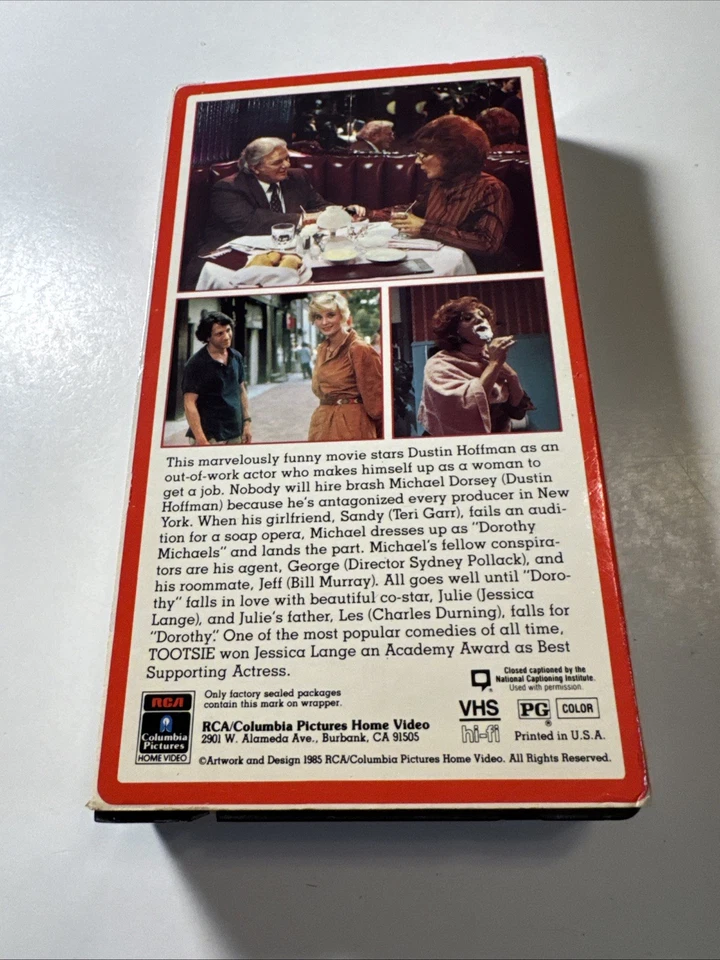 Tootsie (VHS, 1985) Dustin Hoffman Original RCA Release MINTY RARE Foto 3 de 4