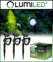 Lumiled 3X Solar Gartenleuchte Led Richtung Leuchte Mit Erdspieß IP44 AußEn