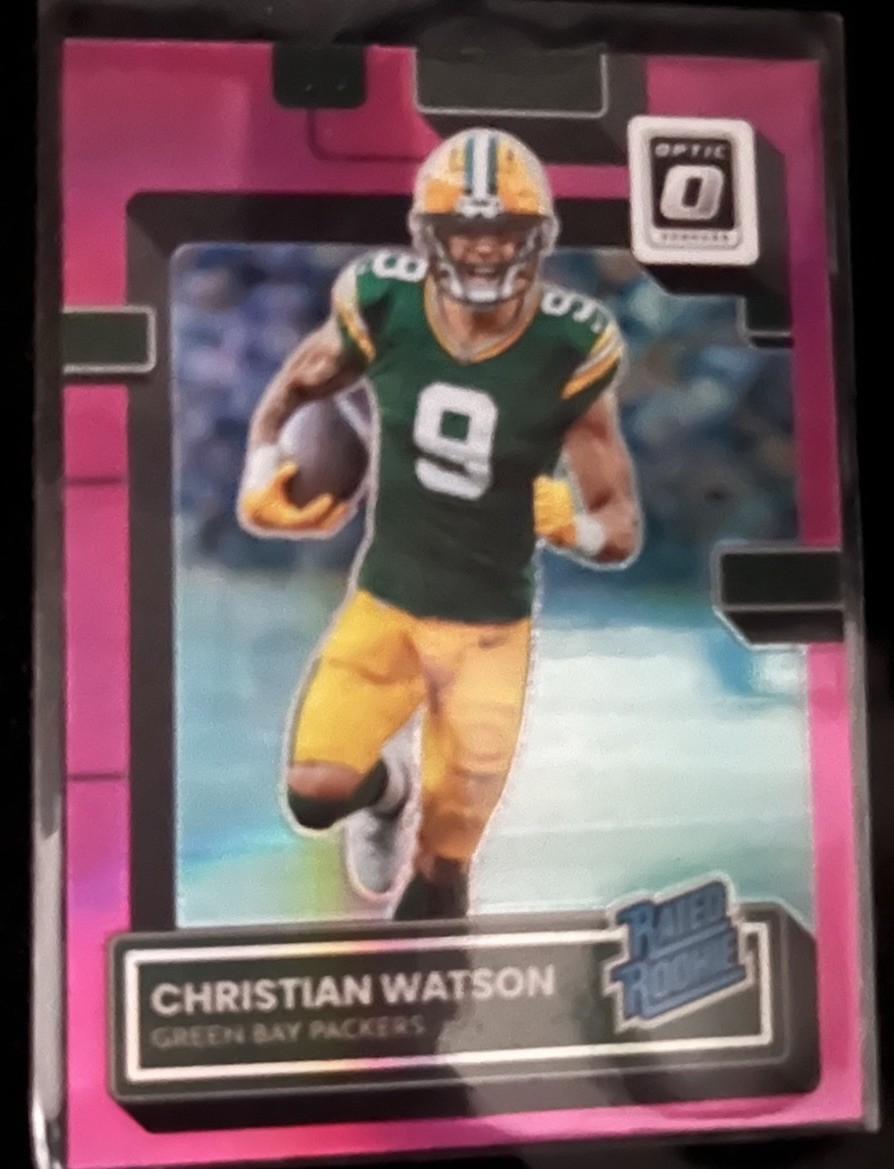 2022 Panini Donruss Optic - Rated Rookie Christian Watson #219 Pink Prizm (RC)