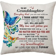 To My Granddaughter Butterfly Throw Pillow Cover Grandma Love Family Home Decor