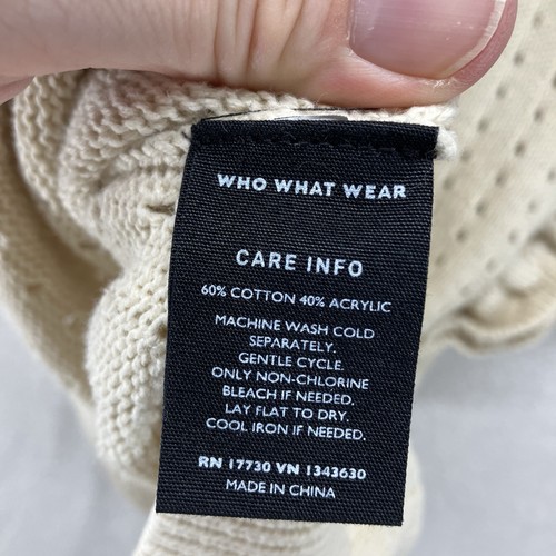 Who What Wear Cárdigan Suéter Pequeño Beige Tejido Abierto Volantes Transpirable Elegante - Imagen 16 de 16