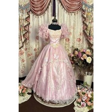 Victorian Wedding Dresses Pink Vintage Lace Appliques A-Line Gowns Floor Length