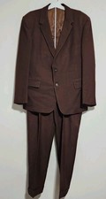 VTG 50s 60s Burberrys London Suit Heavy Wool Brown 2PC Bespoke Made in England