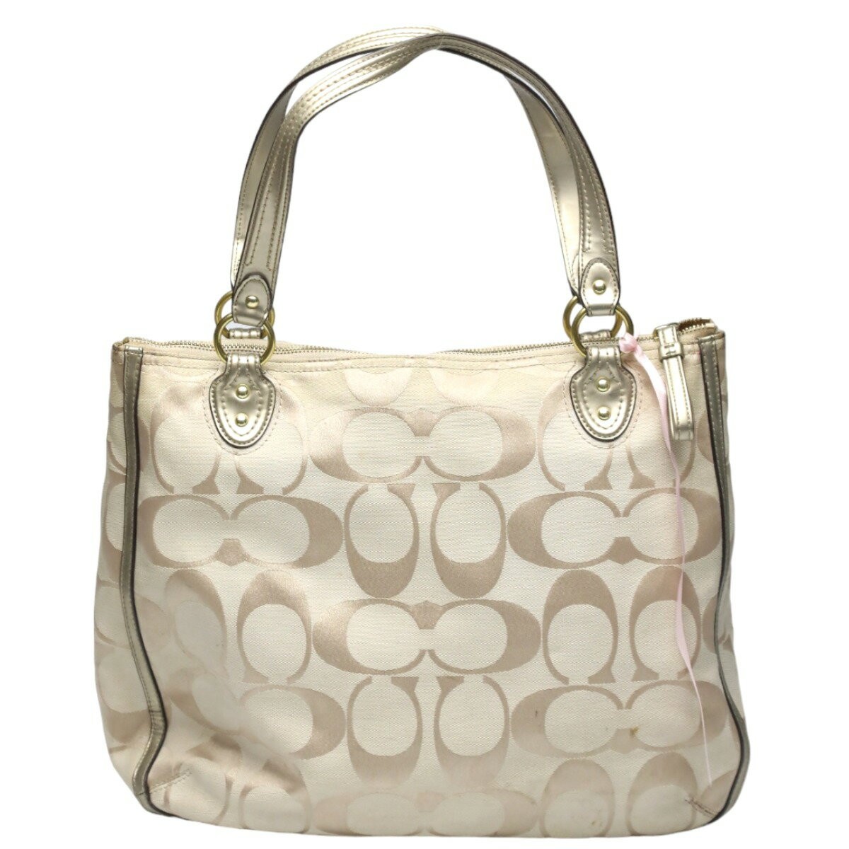COACH Poppy Signature Harry Tote Bag 22447 Leather Beige/Metallic A-260113-3 thumbnail 22
