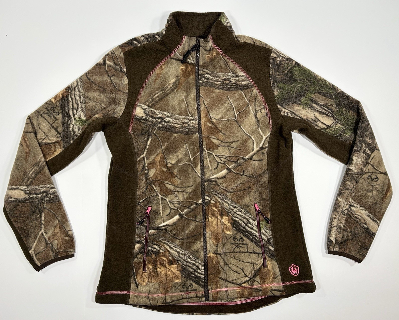 Game Winner Women’s Size Medium Camo Pink Trim Full Zip Fleece Hunting Jacket