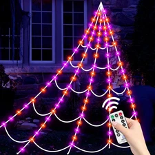 Halloween Spider Web Light Up 16ft 150 LED Large Glow Yard Decor Outdoor