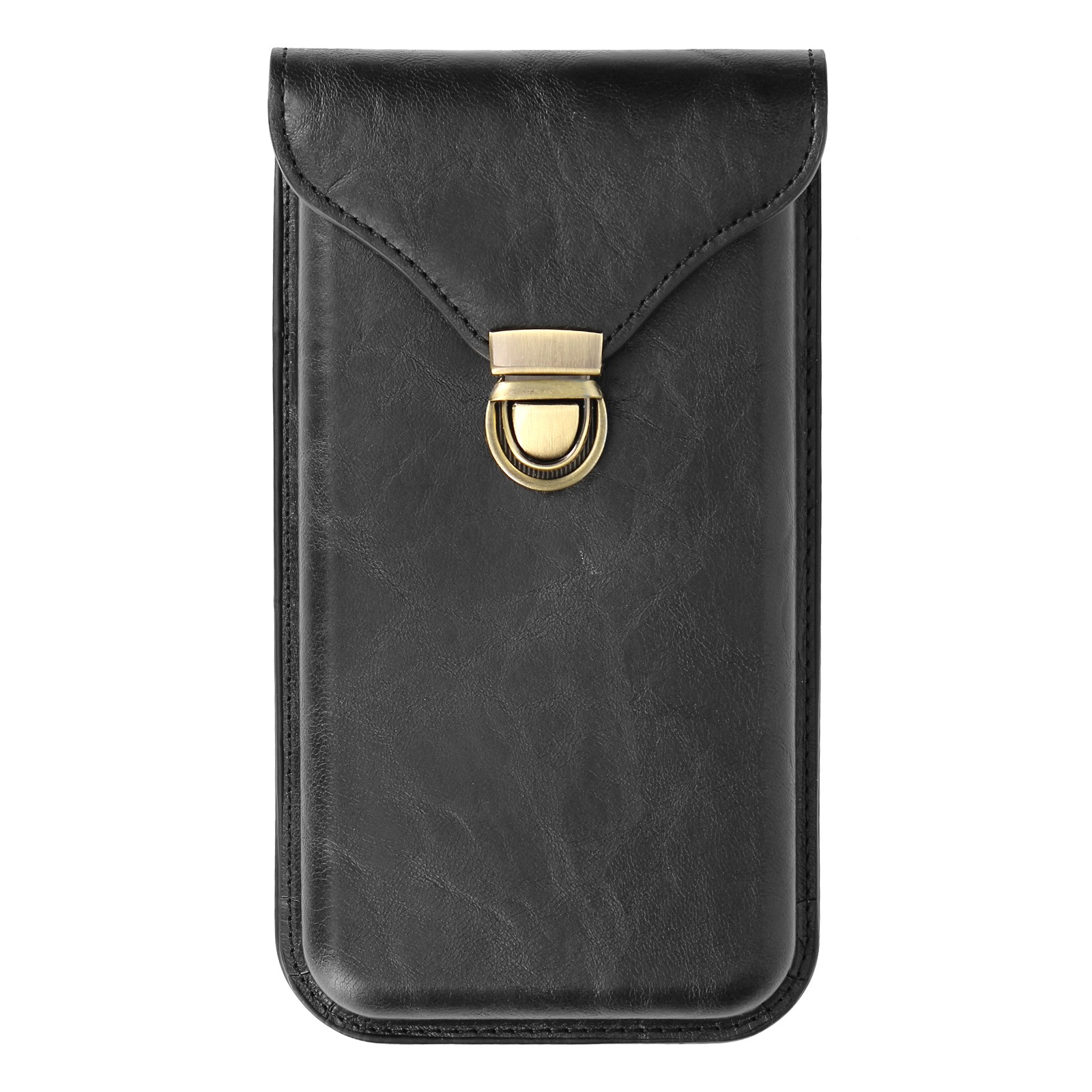 Étui ceinture vertical pour smartphone 6.7 pouces en cuir noir avec porte-carte
