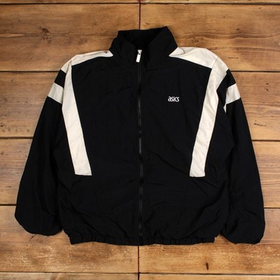 Vintage Asics Windbreaker Jacke L Herren 00s schwarz Track Sportswear