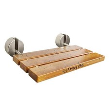 20" Teak Folding Shower Seat, Wall Mounted Fold Down Bench, 400 Lb Capacity 