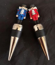 Nutcracker Red & Blue Wine Bottle Stopper Pair Holiday Christmas NIB
