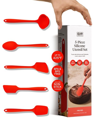 : Get It Right 5 Piece Silicone Utensil Set - Ladle, Spatula, Flip, Spoon & S...
