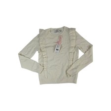 Vineyard Vines Ruffled Crewneck Sweater Marshmallow White Girls Size M NWT