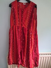 VINTAGE SUMMER DRESS---SIZE 22---WARM COLOURS--HAMELLS--FRONT BUTTONS