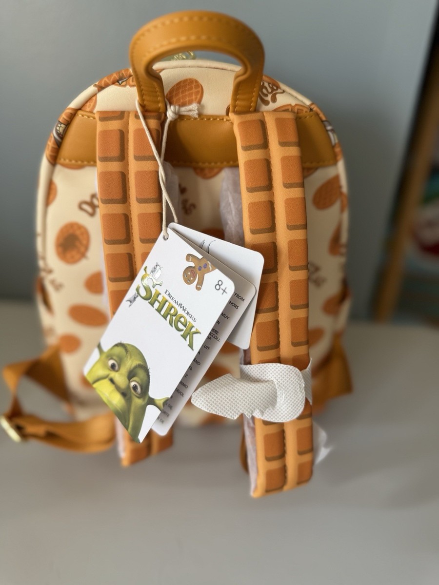 Loungefly Shrek Donkey Waffle Print Mini Backpack - Yellow/Cream Loungefly Shrek Donkey Waffle Print Tan Mini Faux Leather  main image 3