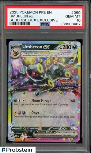 2025 Pokemon Pre EN Surprise box Exclusive #060 Umbreon Ex PSA 10 GEM MINT