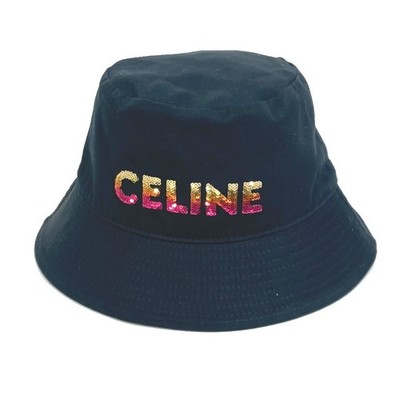 CELINE 2AUO1968P Embroidered gradient sequin hat Bucket hat Black