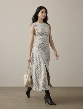 Banana Republic Plaid Side Shirred Midi Dress Size 2 NWT RT$150