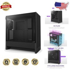 H5 Flow Gaming Case: Compact ATX, High Performance Airflow, 2x 120mm Fans, Black