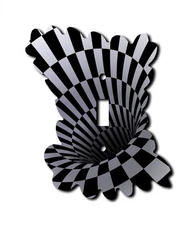 Black Optical Illusion Wall Plate Switch Wallplates Outlet Rocker Cover Gang
