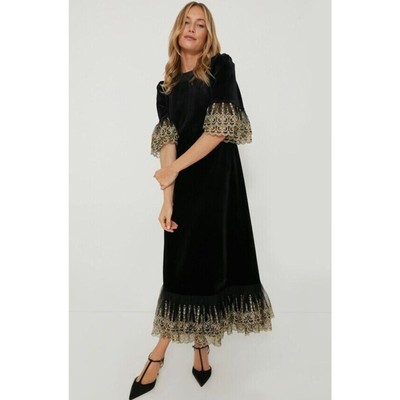 TUCKERNUCK Pomander Place Black Velvet Gold Lace Lillith Dress NWT Size  Small | eBay
