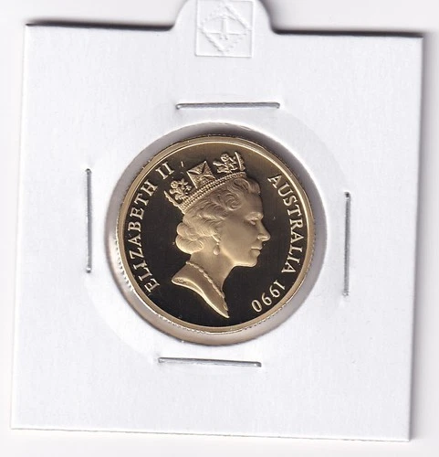 AUSTRALIAN PROOF: 1990  $1 MOB OF ROOS COIN IN 2X2 HOLDER #3585