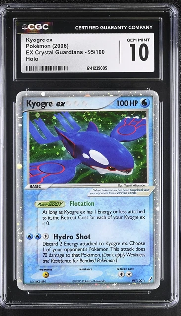 CGC 10 Kyogre EX 95/100 Holo EX Crystal Guardians Pokemon Gem Mint