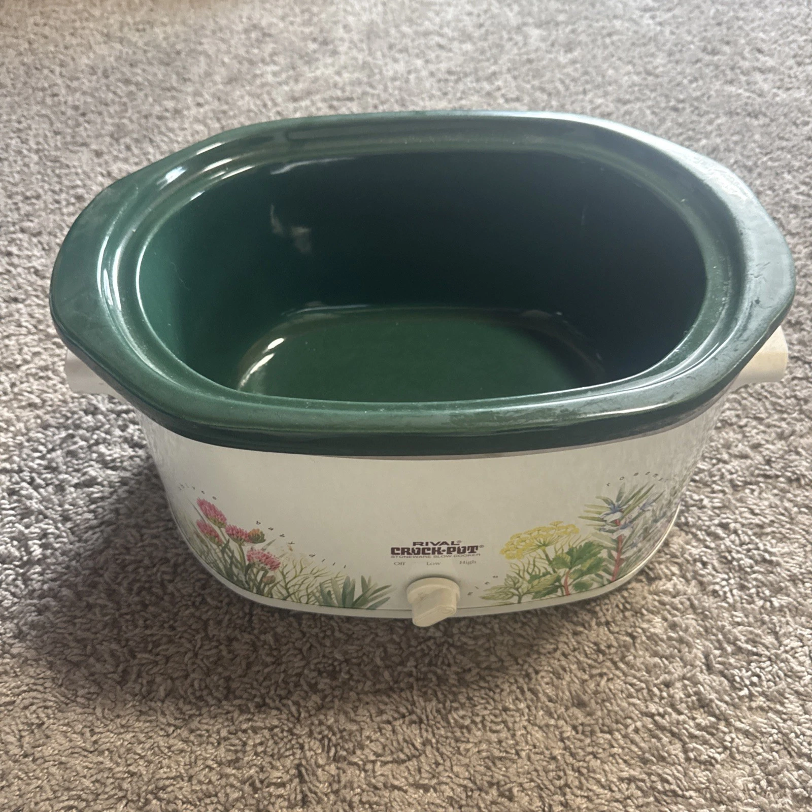 Vintage Rival Slow Cooker Crock Pot 3755 Herb Garden Design Green Crock WORKS
Opens in a new window
