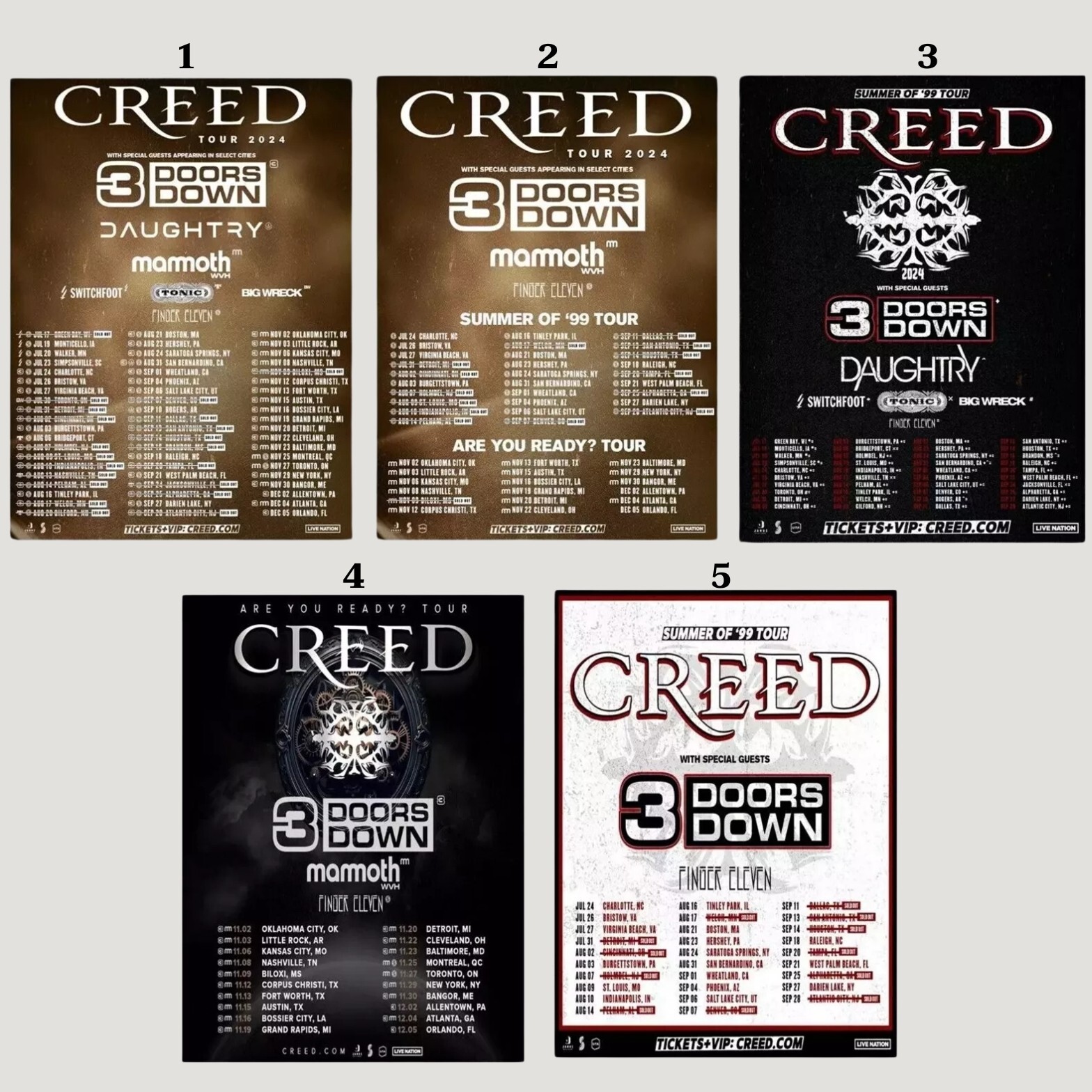 Creed 2024 Summer of 99 Tour Poster Wall Art Home Decor