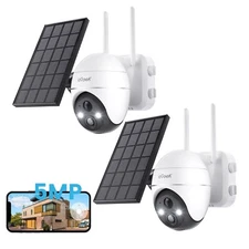 2PCS ieGeek Outdoor 5MP Wireless Solar Security Camera Home WiFi Battery CCTV