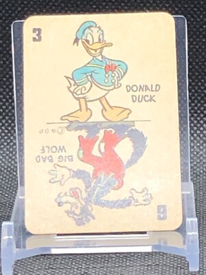 1946 Disney Card Game Mickey Mouse Gray Back Donald Duck Big Bad Wolf #3
