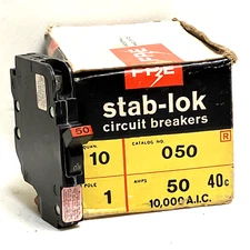 FPE Federal Pacific NC150 NC050 NC50 1 Pole 50 Amp 120V Stab-lok Breaker THIN