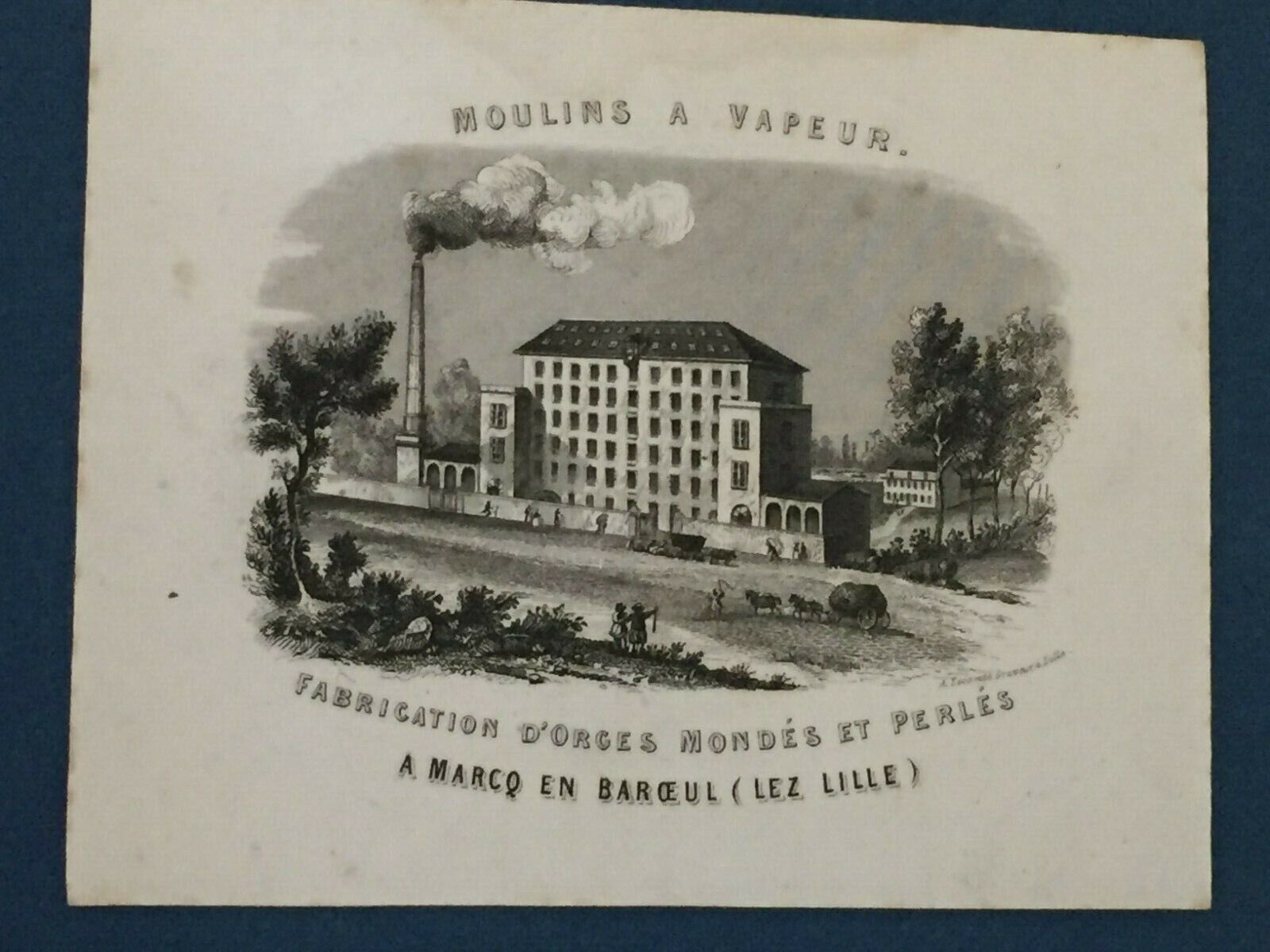 K115-Carte de Visite du XIXe Moulins à Vapeur Mondès et Perlés MARCQ en BAROEIL