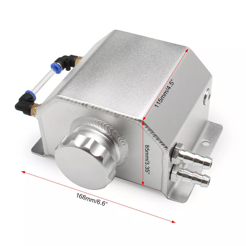 Universal 1L Aluminum Overflow/Coolant Tank – With Cap, Hosing & Sensor, No Drilling Needed