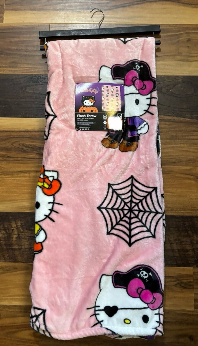 HELLO KITTY Halloween 50inx70in Plush Throw Blanket Spider Web