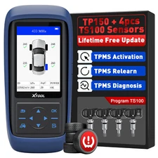 XTOOL TP150 TPMS 315Mhz & 433Mhz Tire Sensor Relearn Tool + 4PCS TS100 Sensors
