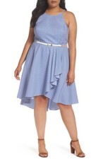  ELIZA J STRIPE BELTED HIGH LOW  DRESS sz 16W