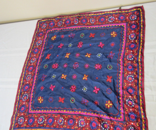 Vtg. 1960's Japanese Scarf Vibrant Floral Print Acetate