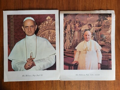 Vtg Pope Paul VI & Pope John XXIII Picture Print 11  x 14  Milwaukee Sentinel