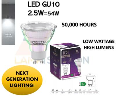 LED Spot Leuchte GU10 Downlight Birne 2,5W iQ Hocheffizienz Niedrig Watt HOHE LUMEN 