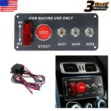 Carbon Ignition Switch Panel Engine Start Push Button Led 12v Toggle Racing Car
