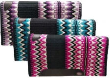 CUTTER SADDLE PAD 34" x 38" x 1" NAVAJO Design Fleece Bottom with Wear Leathers