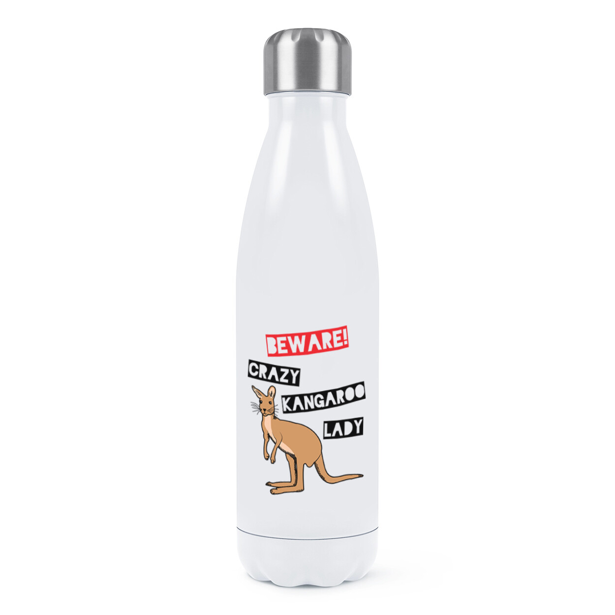 Beware Crazy Kangaroo Lady Double Wall Water Bottle Australia Animal Thermal