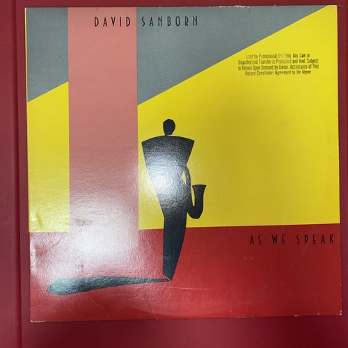 David Sanborn As We Speak Vinyl LP Very Good High Gloss Cover - Picture 2 of 6