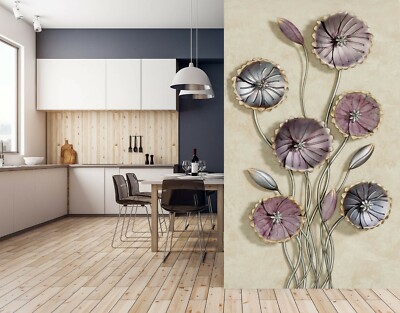 3D Purple Flower 44RAIG Wallpaper Mural Self-adhesive Removable Sticker Kids Amy