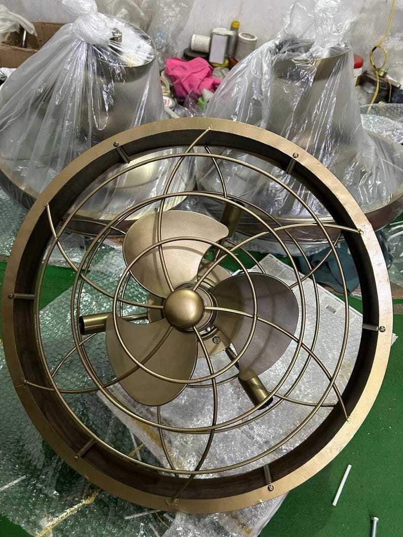 Brown Adjustable Height Ceiling Fan With Remote Control 3 Speed Settings  -image