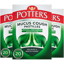 Potter's Mucus - Potters Menthol Cough & Cold Non Drowsy - 20 Pastilles - 3 PACK