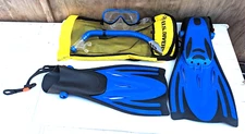 U.S. Divers kit, size ML/XL 9-13 (US) fins, 150cm snorkle, tempered goggles, bag