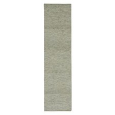 2'7" x 10'1" White Hand Knotted Modern Grass Wool Runner Oriental Rug R76027