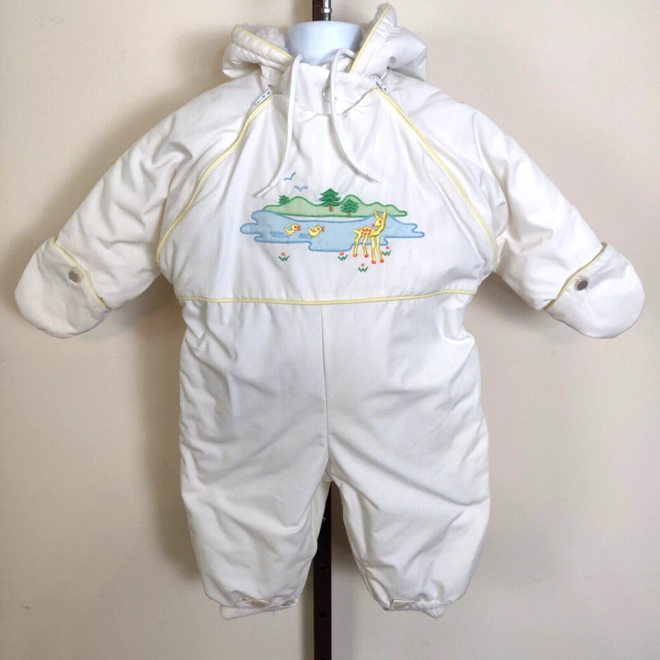 Traje de nieve vintage Tiny Tots original bebé niño pequeño 0-18 meses Bunting Foto 4 de 4