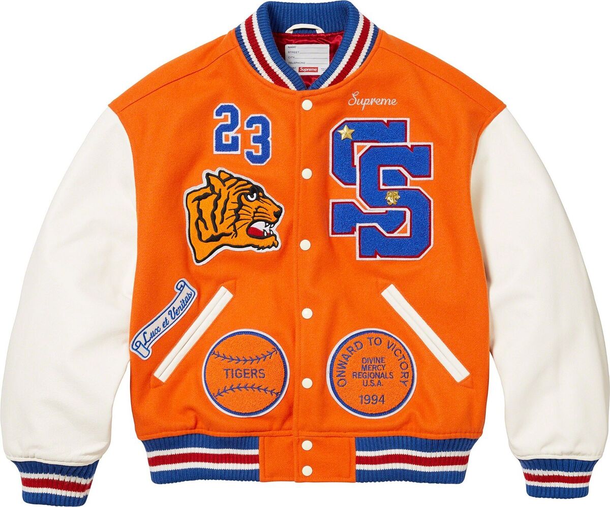 Supreme Tiger Varsity Jacket 2023 Black Brown Orange 3colors Supreme Tiger Varsity Jacket 2023 Black Brown Orange 3colors